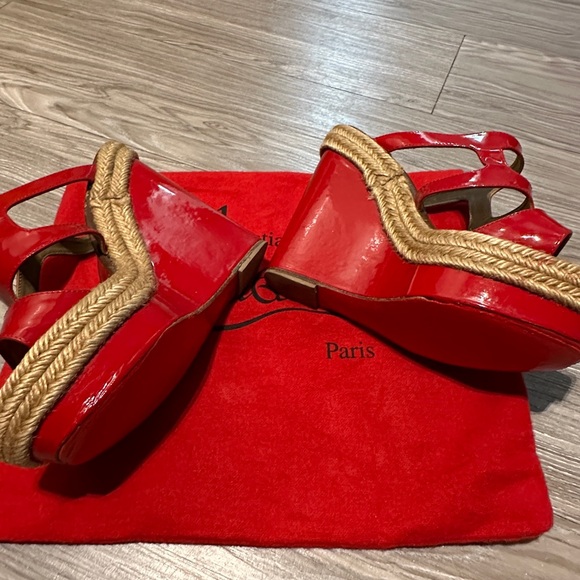 CHRISTIAN LOUBOUTIN PLATFORM
ESPADRILLE WEDGE SIZE 6 BARELY WORN - Picture 4 of 4